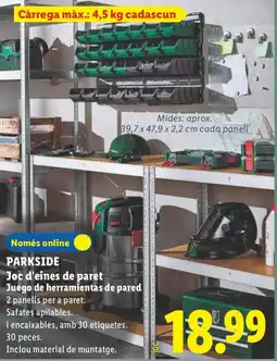 Lidl Parkside juego de herramientas de pared oferta