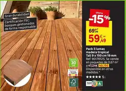 Leroy Merlin Tropical - pack 5 lamas madera tall 9 x 150 cm 19 mm oferta