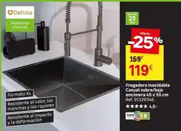 Leroy Merlin Impacto - fregadero inoxidable casual sobre/bajo encimera 45 x 35 cm oferta