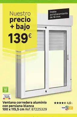 Leroy Merlin Fabricado en españa - ventana corredera aluminio con persiana blanca oferta