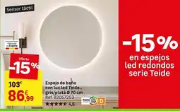Leroy Merlin España - espejo de baño con luz led tendre gris/plata oferta