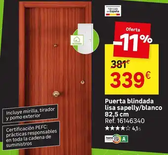 Home - puerta blindada lisa sapelly/blanco