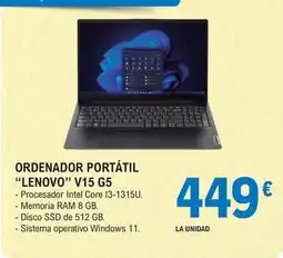 E.Leclerc Lenovo - ordenador portátil v15 g5 oferta