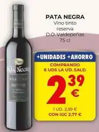 CashDiplo Pata negra - vino tinto reserva d.o. valdepenas oferta