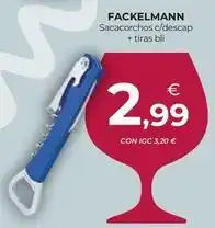 CashDiplo Fackelmann - sacacorchos c/descap + tiras bli oferta