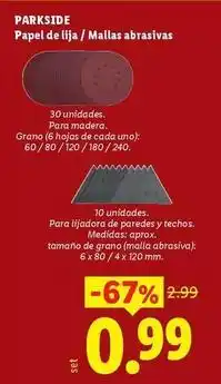 Ocine Parkside - papel de lija/ mallas abrasivas oferta