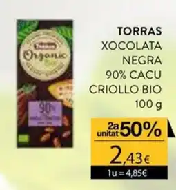 Plusfresc Torras xocolata negra 90% cacau criollo bio oferta