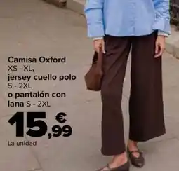 Carrefour Camisa Oxford jersey cuello polo o pantalón con lana oferta