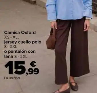 Camisa Oxford jersey cuello polo o pantalón con lana