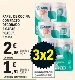 E.Leclerc Sabe papel de cocina compacto decorado 2 capas oferta