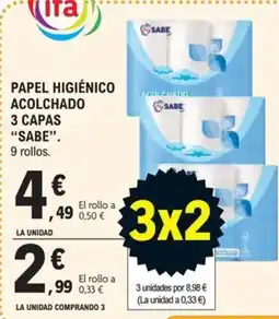 E.Leclerc Sabe papel higiénico acolchado 3 capas oferta