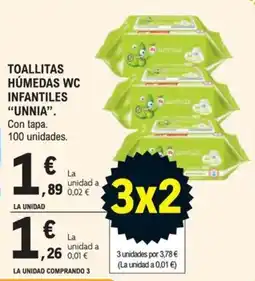 E.Leclerc Unnia toallitas húmedas wc infantiles oferta