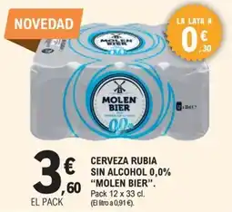E.Leclerc Molen Bier cerveza rubia sin alcohol 0,0% oferta
