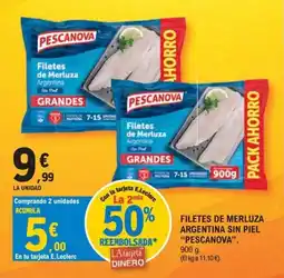 E.Leclerc Pescanova filetes de merluza argentina sin piel grandes oferta