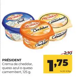 Alimerka President crema de cheddar, queso azul o queso camembert oferta