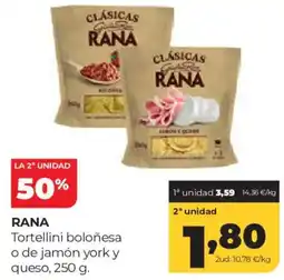 Alimerka Rana tortellini boloñesa o de jamón york y queso oferta