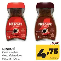 Alimerka Nescafe cafe soluble descafeinado o natural oferta