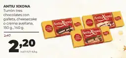 Alimerka Antiu Xixona turrón tres chocolates con galleta, cheesecake o crema avellana oferta