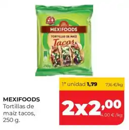 Alimerka Mexifoods tortillas de maíz tacos oferta