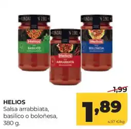 Alimerka Helios salsa arrabbiata, basilico o boloñesa oferta