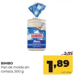 Alimerka Bimbo pan de molde sin corteza oferta