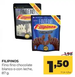 Alimerka Filipinos fino fino chocolate blanco o con leche oferta