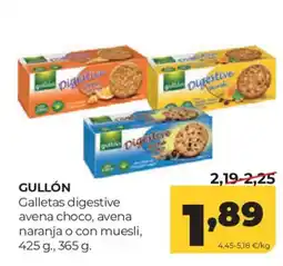 Alimerka Gullón galletas digestive avena choco, avena naranja o con muesli oferta