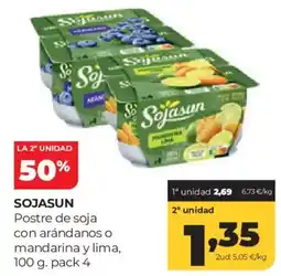 Alimerka Sojasun postre de soja con arándanos o mandarina y lima oferta