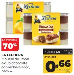 Alimerka La Lechera mousse de limón o duo chocolate con leche-blanco oferta