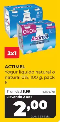 Alimerka Actimel Yogur líquido natural o natural 0% oferta