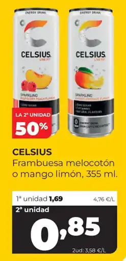 Alimerka Celsius frambuesa melocotón o mango limón oferta