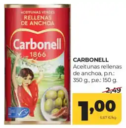 Alimerka Carbonell aceitunas rellenas de anchoa oferta
