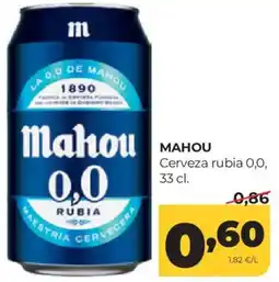 Alimerka Mahou cerveza rubia 0,0 oferta
