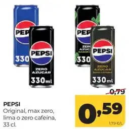 Alimerka Pepsi original, max zero, lima o zero cafeína oferta
