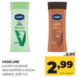 Alimerka Vaseline loción corporal aloe soothe o cocoa radiant oferta