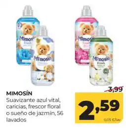 Alimerka Mimosín suavizante azul vital, caricias, frescor floral o sueño de jazmín oferta