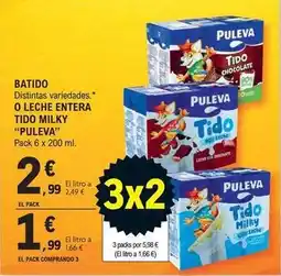 E.Leclerc Puleva - tido milky batido o leche entera oferta
