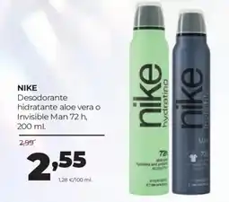 Alimerka Nike desodorante hidratante aloe vera o invisible man 72 h oferta