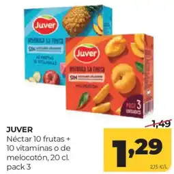 Alimerka Juver nectar 10 frutas + 10 vitaminas o de melocotón oferta