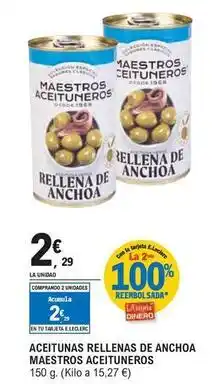 E.Leclerc Maestros aceituneros - aceitunas rellenas de anchoa oferta
