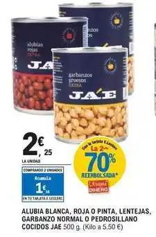 Legumbres jae - alubia blanca, roja o pinta, lentejas, garbanzo normal o pedrosillano cocidos