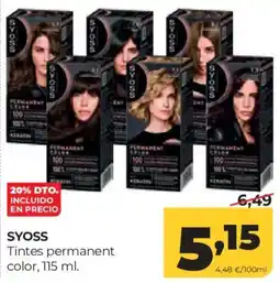 Alimerka Syoss tintes permanent color oferta