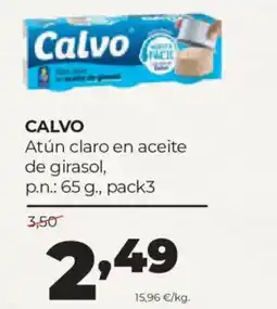Alimerka Calvo atún claro en aceite de girasol oferta