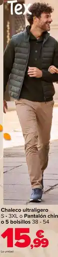 Carrefour Tex - chaleco ultraligero o pantalón chino o bolsillos oferta