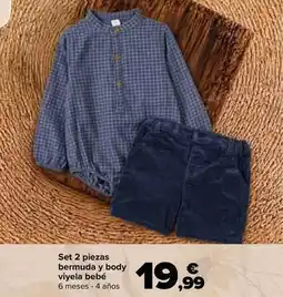 Carrefour Tex - set 2 piezas bermuda y body viyela bebé oferta