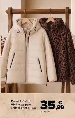 Carrefour Parka o abrigo de pelo animal print oferta