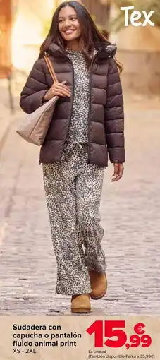 Carrefour Tex - sudadera con capucha o pantalón fluido animal print oferta