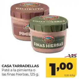 Alimerka Casa Tarradellas paté a la pimienta o las finas hierbas oferta