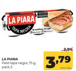 Alimerka La Piara paté tapa negra oferta