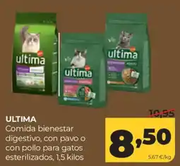 Alimerka ultima comida bienestar digestivo, con pavo o con pollo para gatos esterilizados oferta